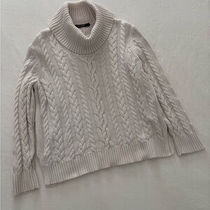 Ralph Lauren Cable Knit Turtleneck Sweater - Cream